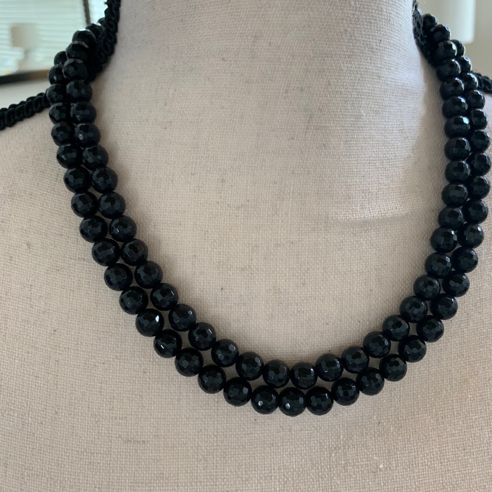PRICE DROP NWOT Faceted Two Strand Onyx Necklace